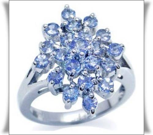 [R16889.10] 100% REAL 1.90ct Genuine Tanzanite Designer Cluster Ring. Size 9 / S