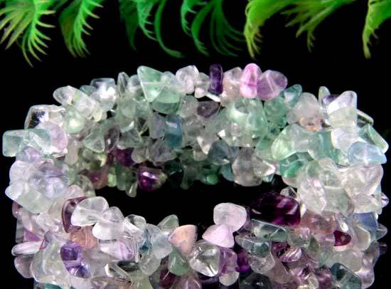ASHA CRAFT - STUNNING!! Natural Fluorite Gemstone Chip Bracelet 7"