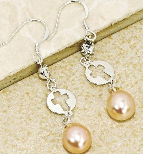 ASHA CRAFT - Freshwater Pearl and CZ 925 Sterling Silver Dangle Earrings