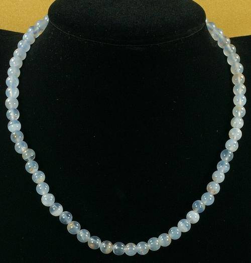 ASHA CRAFT - 100% REAL Blue Chalcedony Gemstones Choker 925 Sterling Silver Clasp