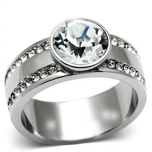 "WoW" Stainless Steel Diamond Ring - Size 8