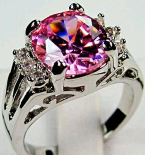 Pink Sapphire Dress Ring - Size 10