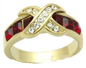Dress Ring with Simulated Ruby - Size 10