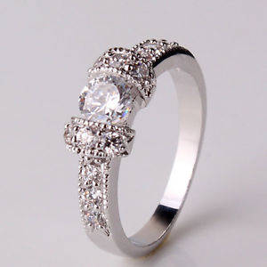 Solitaire Swarovski Crystal Engagement Ring - Size 9