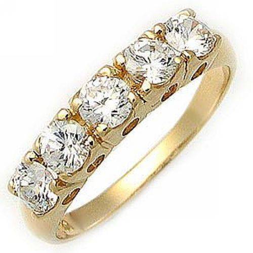 White Sapphire Woman's 10KT Yellow Gold Filled Ring - Size 8/P