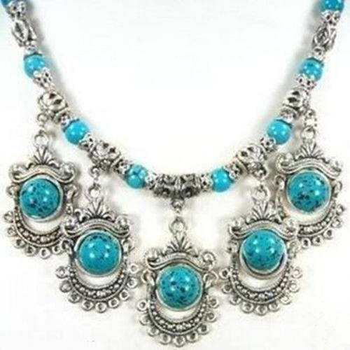 Tibet Tribal Jewelry Silver & Turquoise Necklace