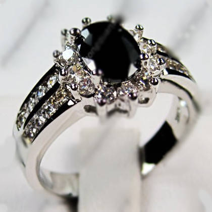 Black Sapphire Dress Ring - Size 10