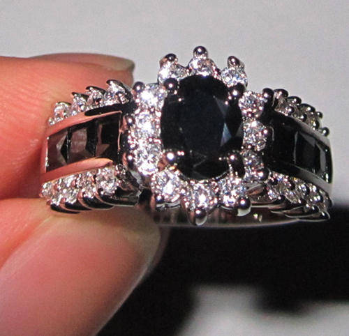 Black Sapphire 10KT White Gold Filled Wedding Ring - Size 9