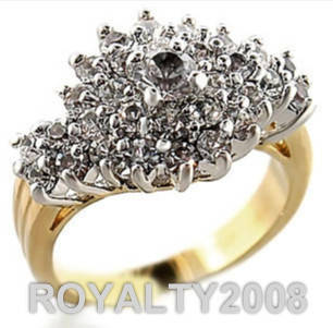 Beautiful Cluster Ring in Gold Tone - Size 7