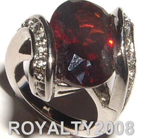 Garnet Ring with White Rhinestones - Size 7