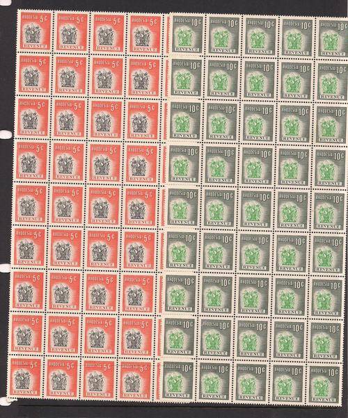 RHODESIA REVENUE.2 BLOCKS OF 45,**MINT