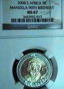 SUPER SET NGC GRADED AU55*AU58* MS62*MS63*MS64*MS65*MS66*MS67 MANDELA BIRTHDAY 2008 R5 @ R1 START