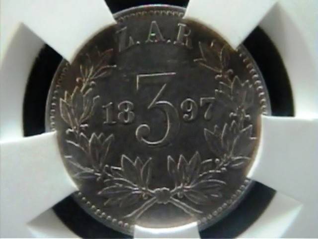 ***AU58***1897 ZAR TICKEY***AU58*** GRADED BY SANGS