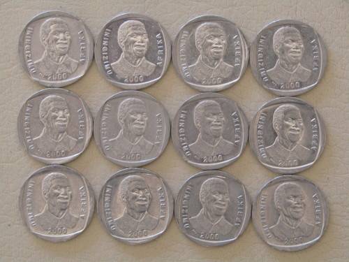 2000 SMILEY MANDELA R5 & GRIQUA TOWN 1815-2015 COMMEMORATIVE R5'S : 50 COINS