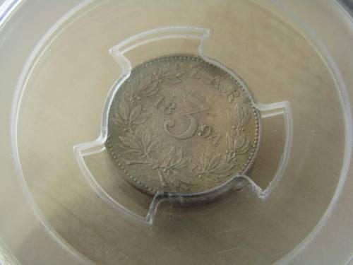 SUPER COIN : ZAR 1894 TICKEY PCGS GRADED AU58 : CV R35 000