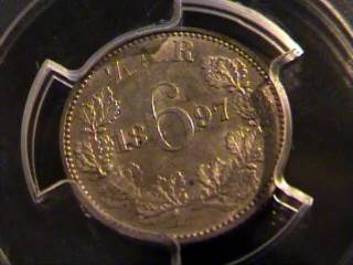 NEW YEAR SPECIAL : ZAR 1897 SIXPENCE PCGS GRADED AU58 @ CRAZY R1 START