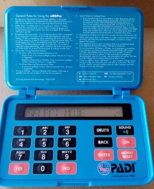 Padi Multilevel recreational dive planner