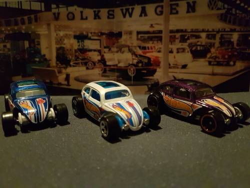 Hot Wheels Custom Volkswagen Beetle, Blue White Purple lot of 3
