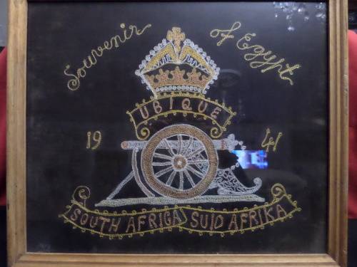 Framed Second World War Trench Art Souvenir of Egypt Ubique 1941 South Africa
