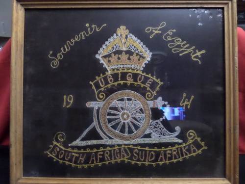 Framed Second World War Trench Art Souvenir of Egypt Ubique 1941 South Africa