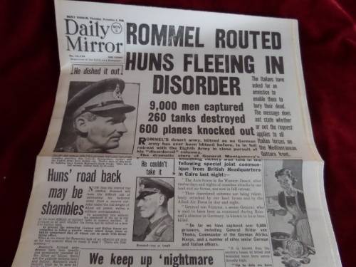 Daily Mirror Thusday 5 November 1942 Newspaper Rommel routed Huns Fleeing in Disorder