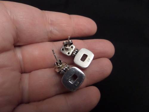 Pair of 925 Earings with Blue Stone in Beautiful Condition (9.1grams)