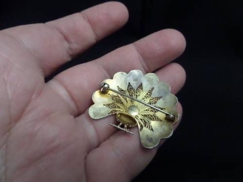 Beautiful Peacock Silver and Enamel Brooch  (No hallmarks but has been tested for sillver) 7 grams