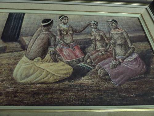 Helen Sebidi Oil on Board (Artwork 30cm x 48 cm) Frame 38cm x 56cm