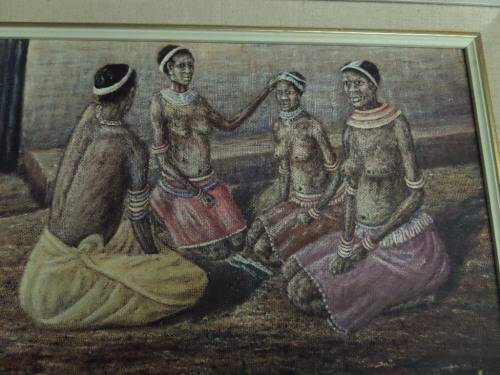 Helen Sebidi Oil on Board (Artwork 30cm x 48 cm) Frame 38cm x 56cm