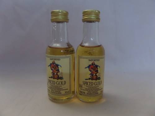 2 Miniature Imported Spice Gold Rum Bottles Sealed 50ml
