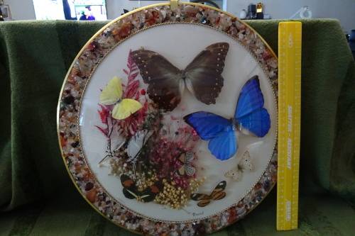 Stunning Butterfly Plaque made in Brazil  35 cm wide