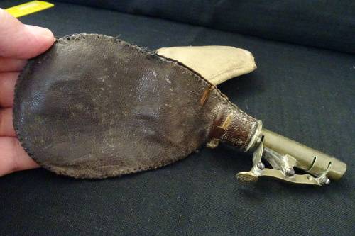 Boer War Period Gun Powder Holder(Brass and Leather)and Musket Bullet Holder
