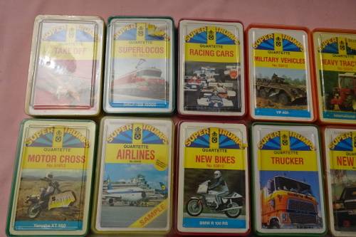 Big Collection of 18 Super Trumps Quartette and Top Ass Gaming Cards made in West Germany