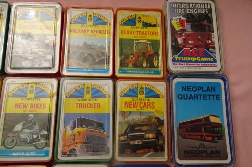 Big Collection of 18 Super Trumps Quartette and Top Ass Gaming Cards made in West Germany