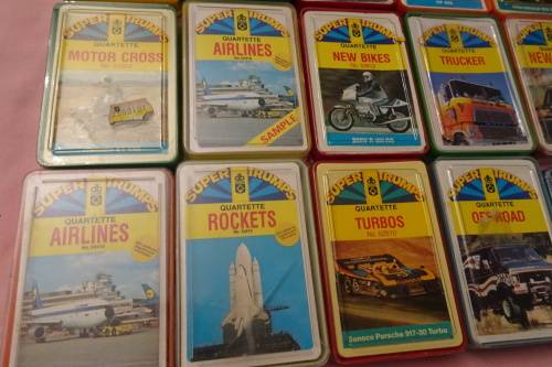 Big Collection of 18 Super Trumps Quartette and Top Ass Gaming Cards made in West Germany