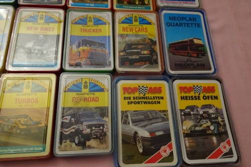 Big Collection of 18 Super Trumps Quartette and Top Ass Gaming Cards made in West Germany