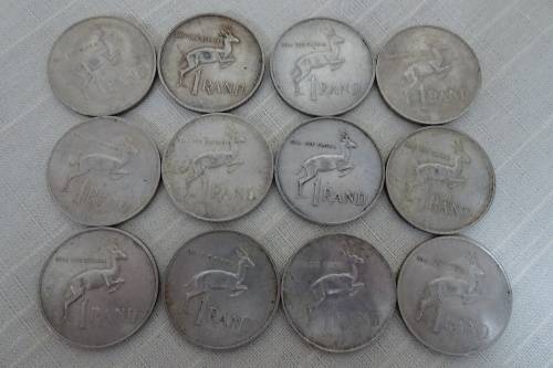 12  X 1967 Silver Republic of South Africa One Rand Coins (BID PER COIN)