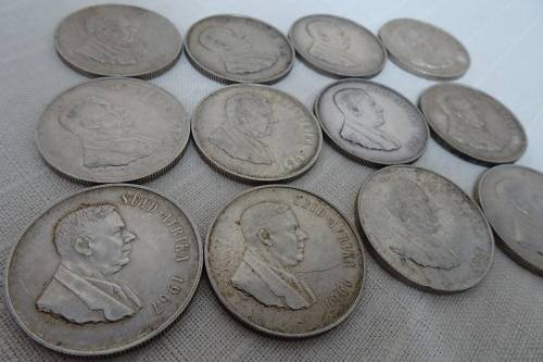 12  X 1967 Silver Republic of South Africa One Rand Coins (BID PER COIN)