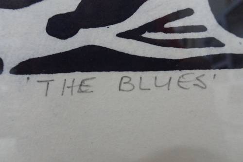 South Africain Artist Boycie Ezekiel Madiba (1948) Township Scene Limited Edition 14/50 Woodcut