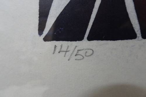 South Africain Artist Boycie Ezekiel Madiba (1948) Township Scene Limited Edition 14/50 Woodcut