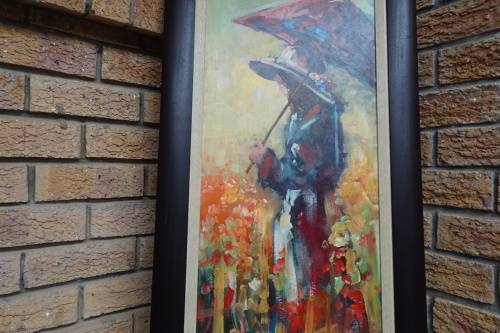 Mauro Chiarla (1949 - present) Oil on Board. Titled "Beautiful Sunny Day" Actual artwork 36,5x75 cm