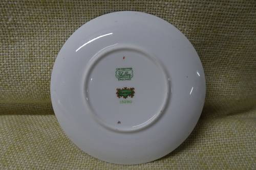 Shelley Sheraton Green Floral Demitasse Bone China Cup, Saucer and Small Cake Plate #13290