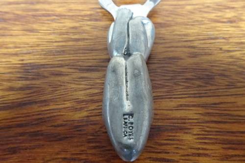 Unusual Carrol Boyes (1954 - 2019) Pewter and Stainless Steel Bottle Opener - Man Figure
