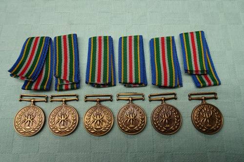 Six South African Police Service Reconciliation and Amalgamation Miniature Medals. BIDDING PER PIECE