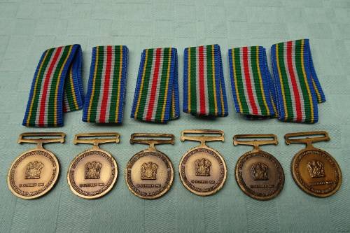 Six South African Police Service Reconciliation and Amalgamation Miniature Medals. BIDDING PER PIECE