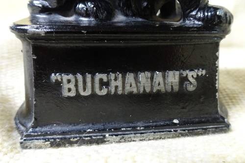 Vintage Metal Buchanan's Black and White Whiskey Terrier Dogs Advertising Display/Bar Accessory