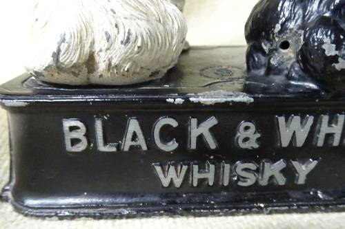 Vintage Metal Buchanan's Black and White Whiskey Terrier Dogs Advertising Display/Bar Accessory