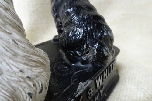 Vintage Metal Buchanan's Black and White Whiskey Terrier Dogs Advertising Display/Bar Accessory