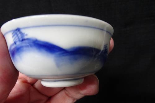 Beautiful Handpainted Japanese Pottery Set Small Jar With Lid, Five Small Bowls and One Small Saucer