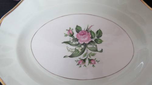 Awesome Vintage Sol JandG Meakin Rose Serving Platter With Green Border. Made in England.